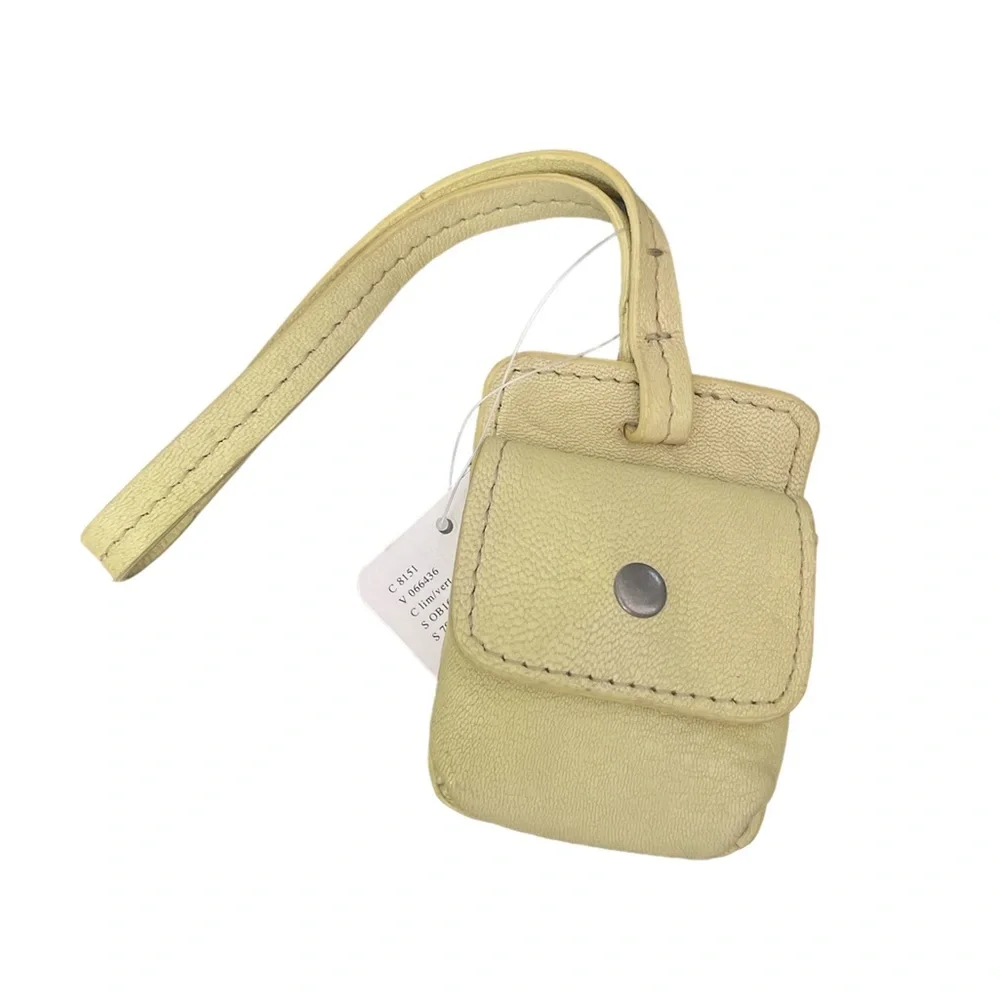 Anthropologie Mini Leather Pouch Keychain in Taupe